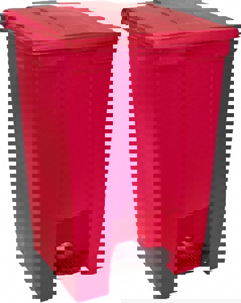 Indoor Utility Step-On Waste Container, 12 gal, Plastic, Red